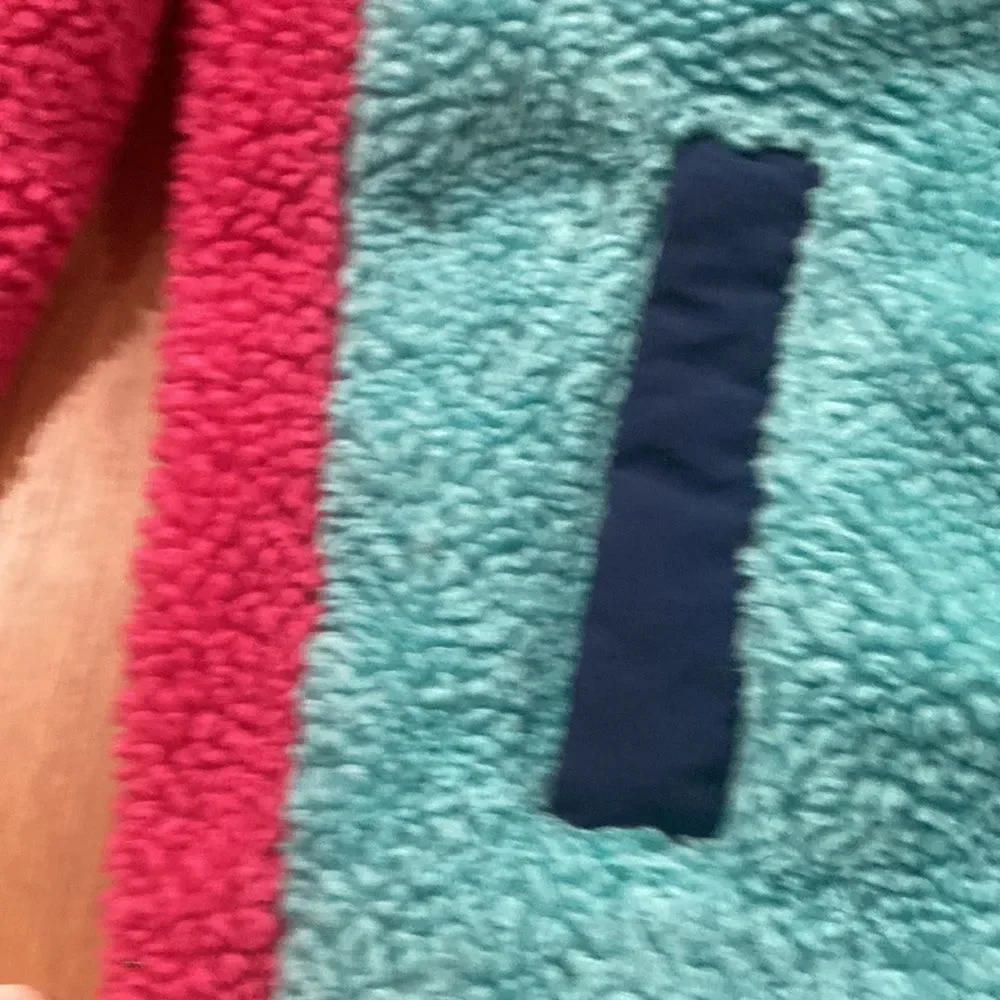 Eddie Bauer Girl’s Pink Blue Nylon Full Zip Sherpa Fleece Jacket Coat